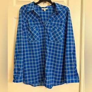 Notations Blue and White Checkered Shirt Size L